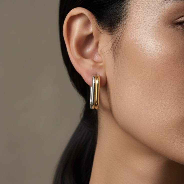 Aretes Dual Glow Hoops - E477