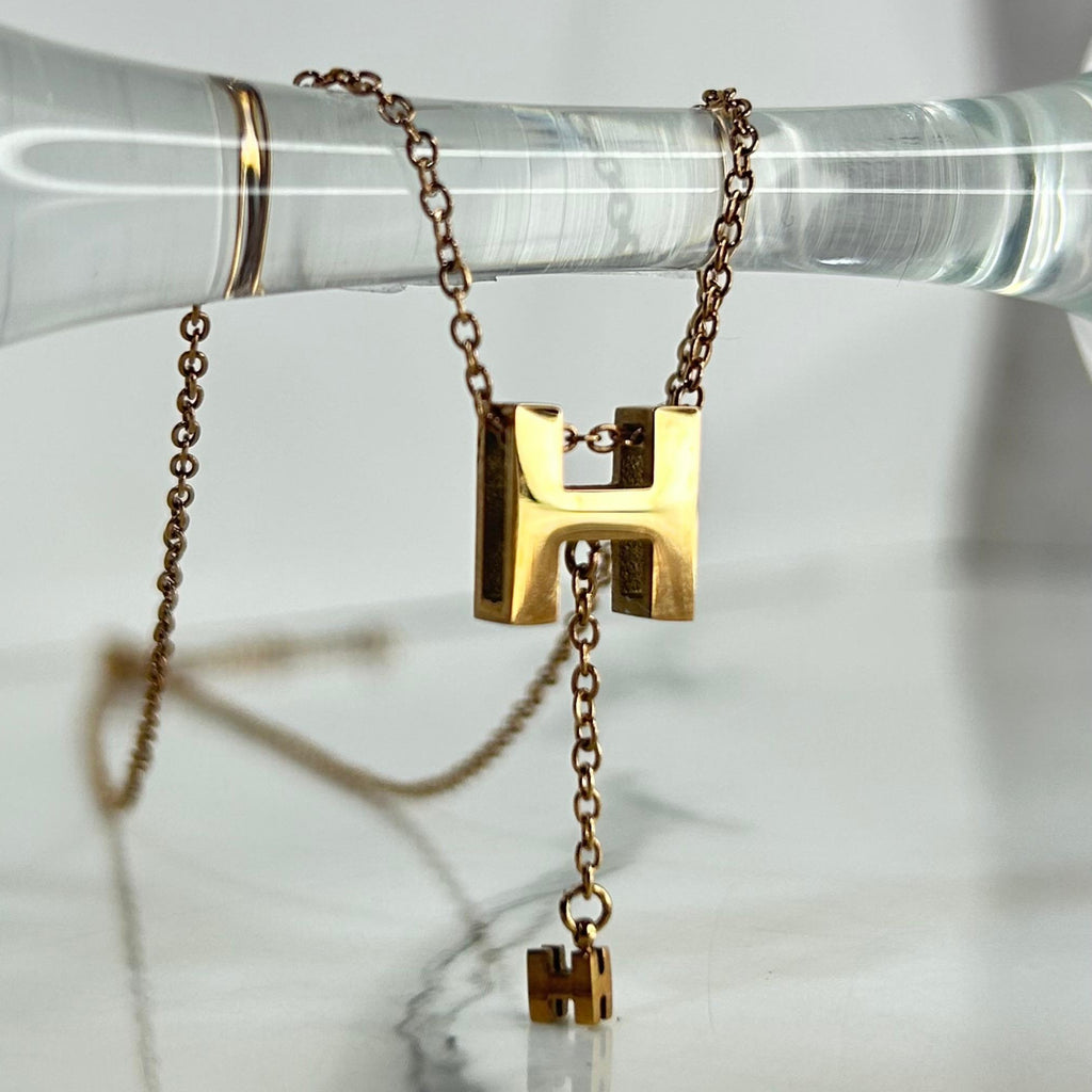 Collar Letra H Gold Rose - N042